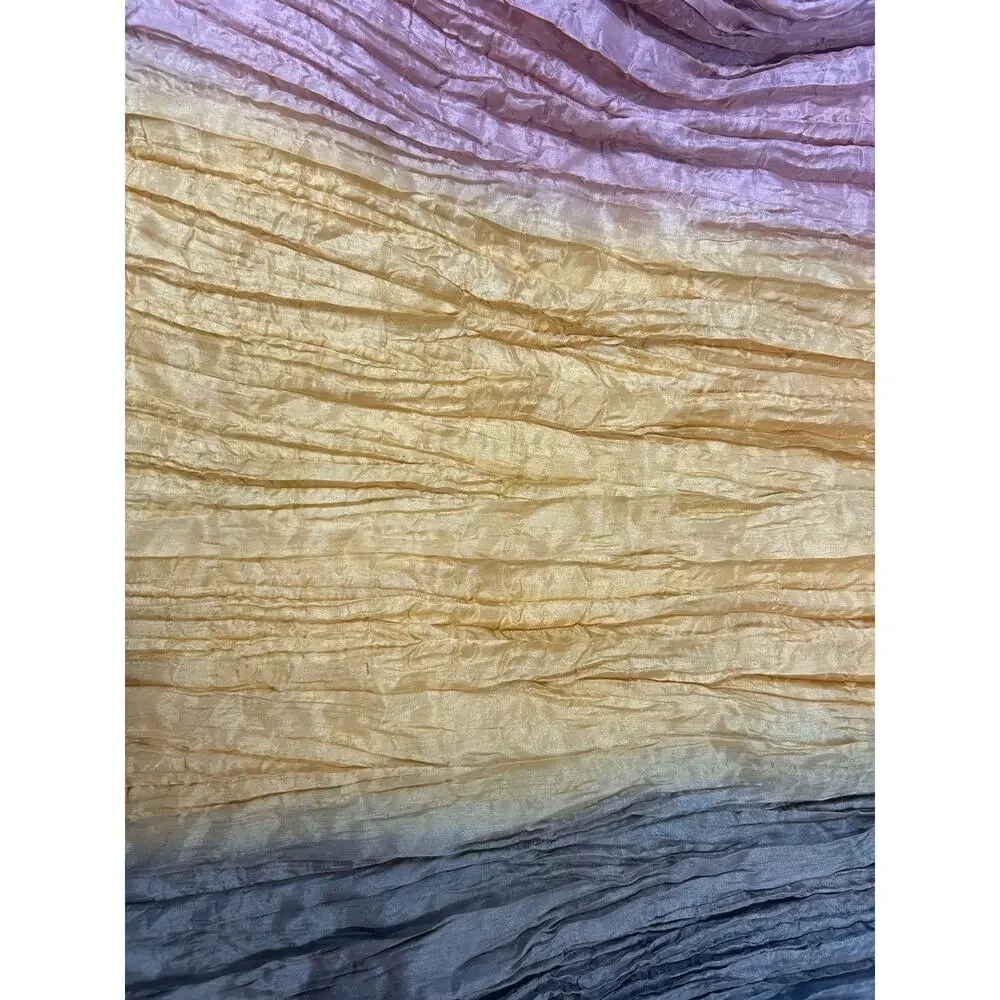 Crinkle 90s Y2K Long Shawl- Earth Tones- orange brown pink 60x21